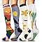 DHSO 4 Pairs Graduated Compression Socks for Women and Men, Compression Stocking for Running Hiking Travel, Large-X-Large