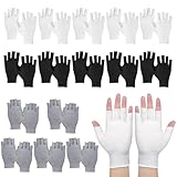 15 Pairs Cotton Gloves for Eczema, Eczema Gloves, Fingerless Moisturising Gloves, for Eczema, Dry Hands, SPA, UV Protection, for Jewellery Inspection, Coin Handling, Unisex (White, Black and Gray)