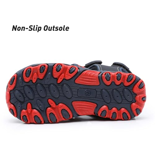 Image of Ahannie Toddler Sandals for Boys Girls Kids Closed Toe Outdoor Summer Shoes | Dual Hook-and-Loop, Adjustable Fit, Protective Wide Toe, Flexible Non-Slip Sole