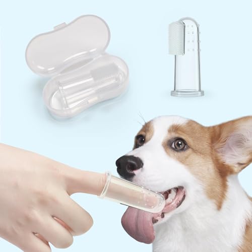 Image of Dog Toothbrush, 3 Pack Finger Tooth Brushing Kit, Food Grade Silicone Pet Toothbrush for Dogs & Cat Small Breed, Dog Toothbrush for Teeth Cleaning and Dental Care