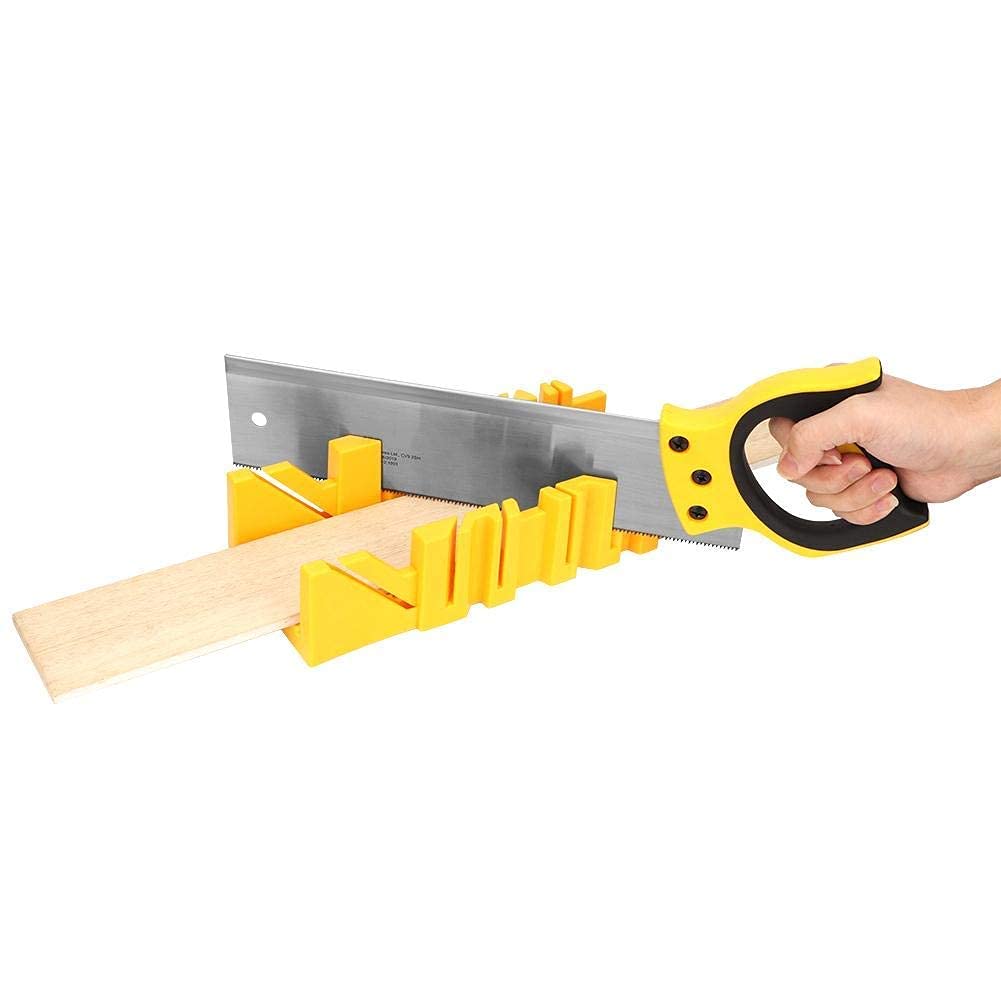 Boîte à onglets de scie à bois avec scie arrière, 12 pouces à angles multiples scie à bois Pince Scie à onglet de boîte de support de scie en bois ABS trempé boite coupe coupe 90 ° 45 ° 22,5°