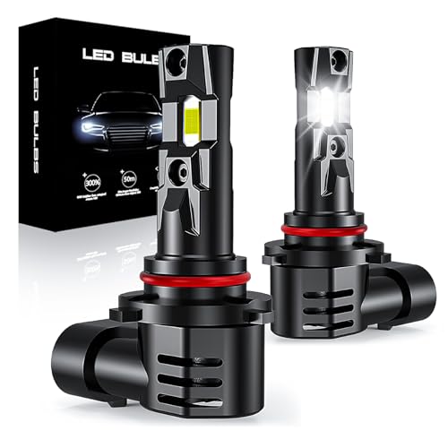 SPOLI HIR2/9012 Led Headlight Bulb 30000LM 6500k 120w Diamond White Light Car Bulbs Kit With Fan 300% Brightnes 9012 High Or Low Beam Mini 1:1 Halogen Headlight Design Canbus Ready Black 2 Pack