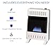 ProCom MN100TBA-B Ventless Natural Gas Blue Flame Space Heater with Thermostat Control for Home and Office Use, 10000 BTU, Heats Up to 500 Sq. Ft., Includes Wall Mount and Base Feet, White