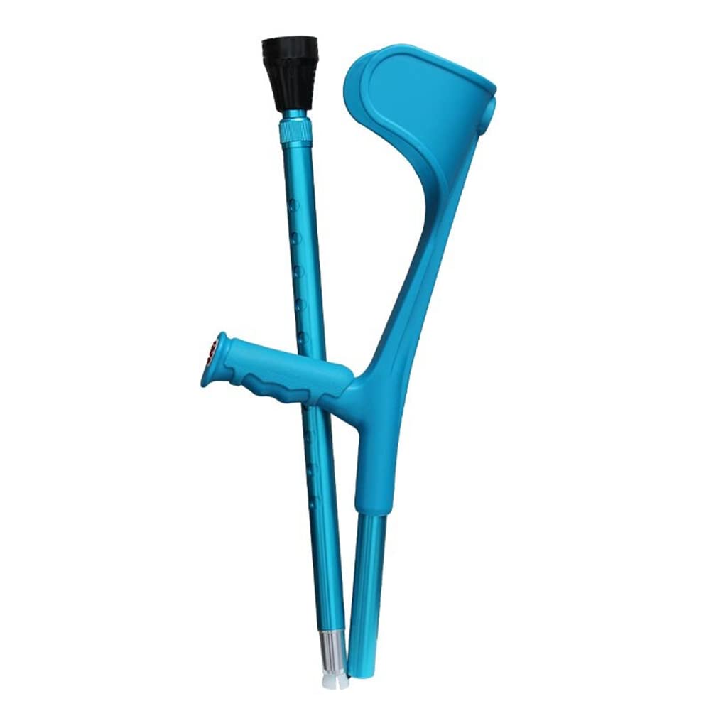 Muleta de aluminio para antebrazo para adultos, bastón plegable ajustable, mangos ergonómicos/puntas de goma antideslizantes, para personas de 150 a 196 cm de altura, rosa/azul/negro