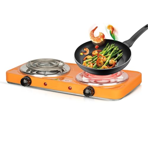 Image of ATORSE Electric Countertop Double Burner Power Indicator Lights 2 Burner Hot Plates
