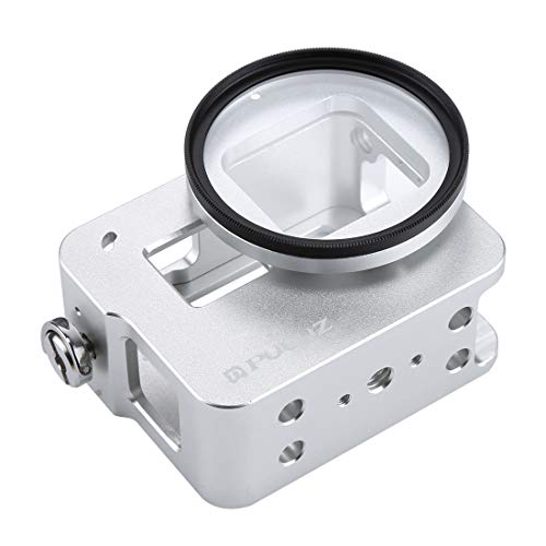 Puluz® For Hero 7 Black New Hero (2018) Hero 6/5 Cnc Aluminum Alloy Housing Shell Case Protective Cage With Insurance Frame & 52Mm Uv Lens (Silver) #TOP4