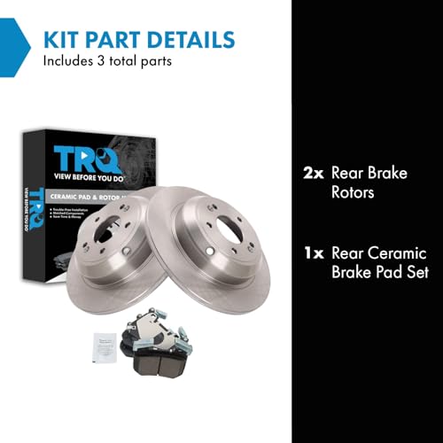 Image of TRQ Rear Brake Pad and Rotor Set Ceramic Compatible with 2019-2020 Genesis G70 2018 Kia Stinger