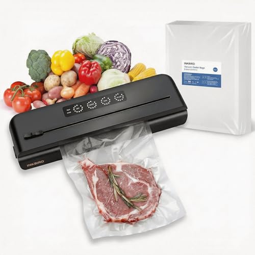 INKBIRD Vacuum Sealer Machine with 50 Vacuum Bags, One-touch Operation, Built-in Cutter, Detachable Drip Tray, BPA-Free & Puncture-Proof Bags for Food Saver, Sous Vide (UK Plug)-picture-10