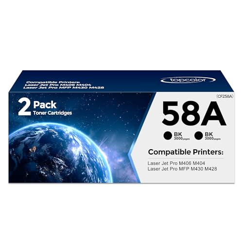 58A CF258A Toner Cartridge Black Compatible for HP 58A CF258A High Yield Toner Cartridge for HP LaserJet Pro M404n M404dn MFP M428fdw M428fdn M428dw Printer 2 Pack with Chip