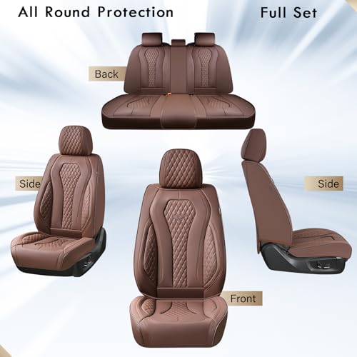 Image of Coverado Seat Covers, Car Seat Covers Full Set, Coffee Car Seat Cover, Car Seat Cushion Waterproof, Luxury Auto Seat Covers, Seat Cover Car Seat Protector Fit for Most Cars