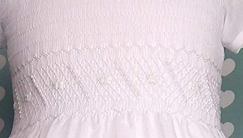 White First Communion Dress Hand Embroidery Smocked Dress Cotton Fabric3
