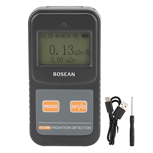 Gearwell Contador Geiger, medidor Detector de radiación Digital y dosímetro para Pruebas de Rayos X Beta Gamma, Monitor portátil FS1000, Negro
