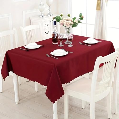 Nappe en polyester rouge vin 150x210 cm rectangulaire pour table - 2