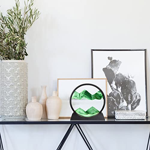 Lrxinki Vloeiend zandschilderij, 7 in rond glazen zandframe beweegbaar zandbeeld vloeiend zand, vloeiend zandschilderij… - Image 6