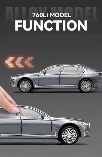 Image of PLUSPOINT Diecast 7Series 760 THE7 Toy Car 1:24 Scale Model,Pull Back Vehicles Alloy Simulation Supercar with Lights and Sound Also for Car Dashboard,Kids,Adult
