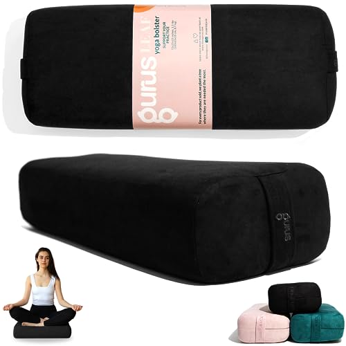 Gurus Yoga Bolster Pillow - Super Soft, Lightweight & Firm Support with our Yoga Bolster for Restorative Yoga - Easy to Carry Yoga Bolster with Carrying Handles - Rectangular Yoga Pillow with Machine