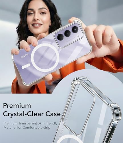 Image of Jkobi Shockproof Crystal-Clear Back Cover for Redmi 15 (Magsafe Wireless Support | Drop & Camera Protection | Hard Polycarbonate)