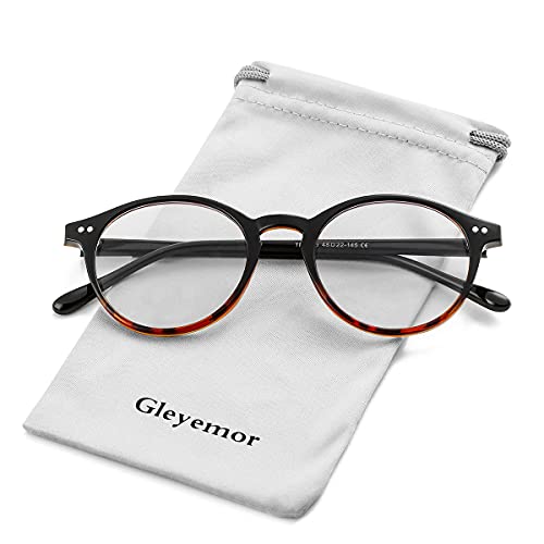 Image of Gleyemor Blue Light Glasses for Men Women, Vintage Round Frame Eyeglasses | Blue Light Blocking Glasses, Lightweight TR90 Frame, Work Gaming Daily Screen Office Computer Use