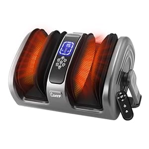 Shiatsu Foot Massager with Heat, Foot and Calf Massager Machine with Kneading Roller Tissue for Relaxation, Plantar Fasciitis, Pain Relief, for Women & Men, Grey