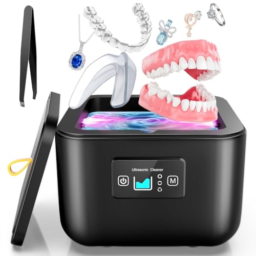 Yominerr Pulitore ad ultrasuoni, 45 kHz, pulitore a ultrasuoni, dispositivo ultrasonico, 3, pulitore a ultrasuoni per orologi, spina UE