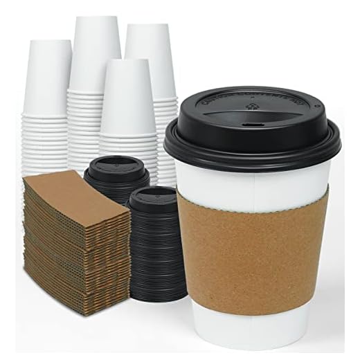 Ginkgo [100 Pack 12 oz Disposable Thickened Paper Coffee Cups with Lids and Sleeves, To Go Hot Coffee Cups for Home, Office, Wedding and Cafes