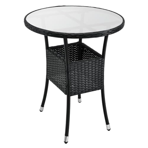 ArtLife Polyrattan Balkon Set Bayamo 2 Personen – Tisch mit Glasplatte & 2 Stühlen – Wetterfeste Balkonmöbel – Auflagen waschbar – schwarz – Creme - 4