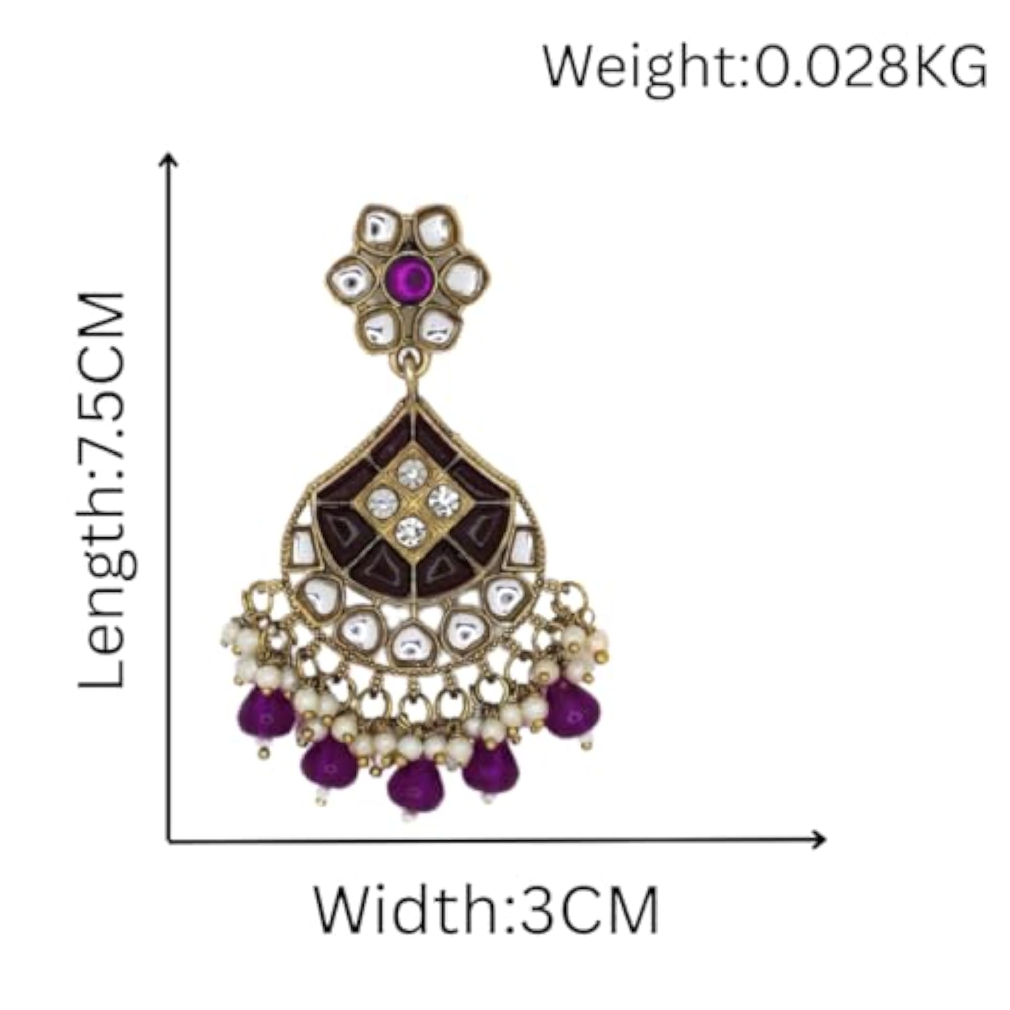 Traditional Plated Meenakari Kundan Earrings with Beads