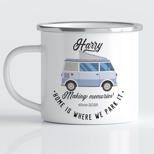 Pomchick - Personalised Campervan Camp Enamel Mug 11oz Christmas...