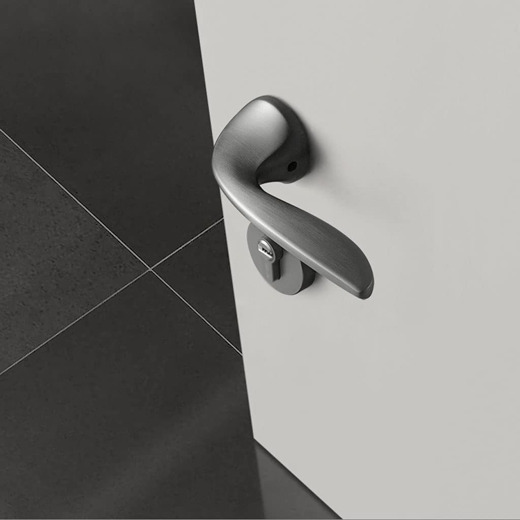 Zamek od drzwi Dempen Magnetisch Deurslot Deurhendels, Ergonomische Deurklink Met Sleutel, Grijs-Zwarte Deurknop voor Home Hotel Kantoor Appartement Cichy