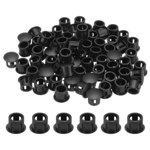 Image of uxcell 100pcs Nylon Plastic Hole Plugs, 2 /7 inch(8mm) Round Drill Screw Hole Plugs Covers Knockout Locking Plastic Plugs Insert End Caps for Kitchen Cabinet Furniture, Black