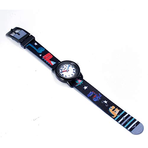 Boy's Kids Children Watch,3D Cute Cartoon Breathable Fabric Band Japanese-Quartz Wristwatches Time Teacher Gifts Watches for Kids Boys Toddlers (Dinosaur)3