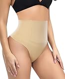 YARRCO Faja Tanga Reductora Mujer Vientre Plano Cintura Alta Thong String Braga Moldeadora Faja Invisible (#1 Beige,M)