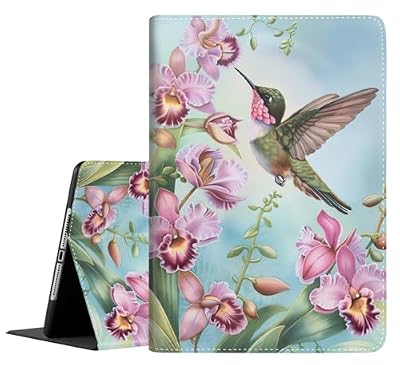 Case for 9.7 Inch 2017 2018/Ipad air/Ipad Air 2, Auto Sleep/Wake Multi-Angle Viewing Slim Folio Stand Cover Case for Ipad 6th/5th Generation,Hummingbird and Flower