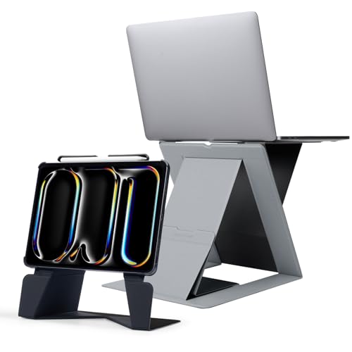 MOFT Folio Case for iPad Pro 11-inch (M4) 2024 Jet Black & Folding Laptop Stand Lap Desk, Portable & Mini Computer Stand Laptop Desk, Gray