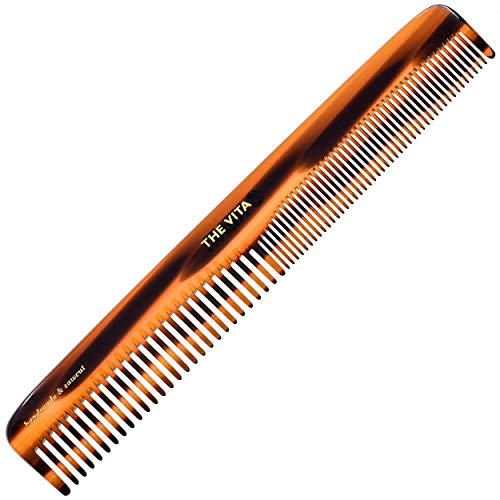 Kent 6T 6.9 Inch Double Tooth Hair Dressing Comb, Fine and Wide Tooth Dresser Comb For Hair, Beard and Mustache, Coarse and Fine Hair Styling Grooming Comb for Men, Women and Kids. Made in England