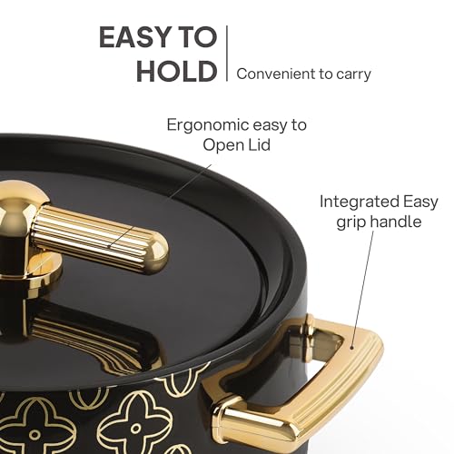 Image of CELLO Jewel NX Insulated Casserole Set of 3 Pcs (500ml, 1000ml, 1500ml) Black | Double Wall Insulated Hot Pot Case Keeps Food Hot & Warm For Long Hours, Casserole Hot Pot Set For Roti, Chapati, Rice