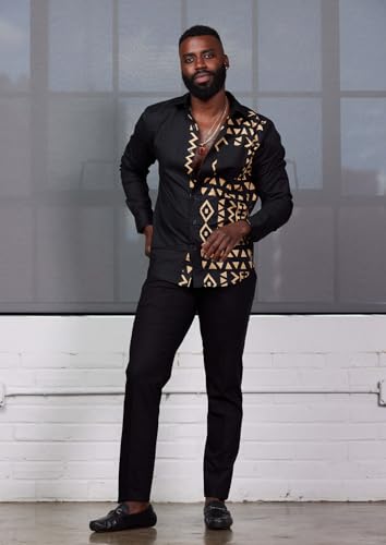 D'IYANU | Abiade Men's African Shirt – Premium African Attire – Button-Up Dashiki Shirt in Regular & Plus Sizes2