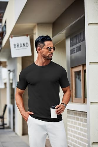 COOFANDY Mens Knit T-Shirts Casual Crewneck Short Sleeve Shirts Summer Tops Basic Pullover Tees3