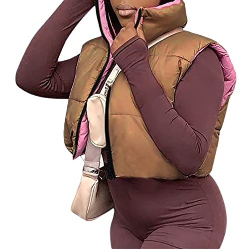 SHIBAOZI Women Girls Cropped Puffer Vest Jackets Casual Zip-up Sleeveless Winter Warm Down Coat2