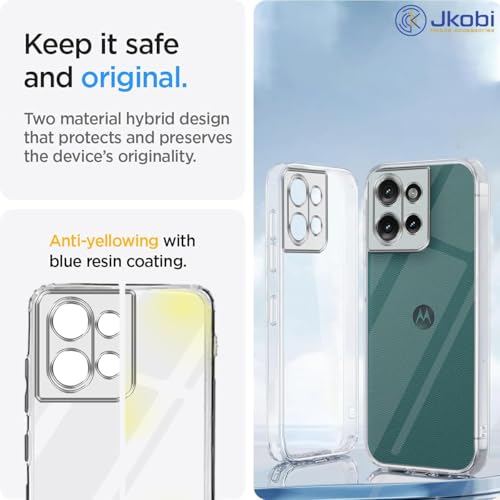 Image of Jkobi Back Cover for Motorola Moto Edge 50 5G (Camera Protection and Dust Plugs with Silicone Clear Shockproof Case | Transparent)