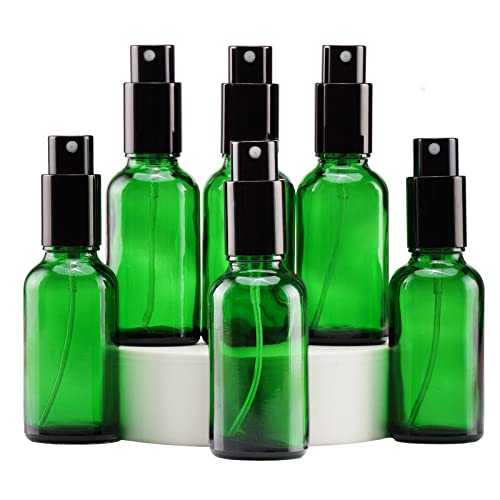 YIZHAO Verde Bote Spray Pulverizador Cristal 30ml, Pulverizador Cristal Pequeño con Fina Niebla, para Aceite Esencial, Aromaterapia, Perfume,Limpieza, Viaje, Agua,Farmacia, Laboratorio – 6Pcs