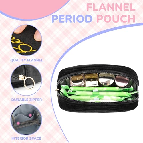 Image of Flannel Sanitary Napkin Storage Bags Menstrual Cup Pouch Portable Zipper Nursing Pad Holder Tampons Collect Bags Feminine Menstruation First Period Kit Bag for Women Red