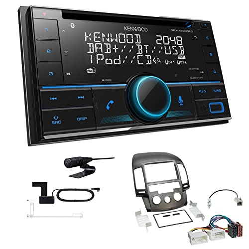 Kenwood DPX-7300DAB 2-DIN Autoradio mit Bluetooth Digitalradio DAB+ USB CD passend für Hyundai i30 2008-2012 schwarz