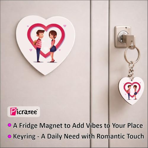 Image of PICRAZEE Romantic Gift Combo (Mug, Heart Pendant, Teddy with Rose, G-Card, Magnet, K-Ring) Love Gift for Girlfriend, Boyfriend, Husband, Wife