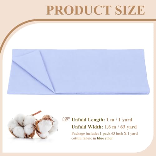 Image of 100% Cotton Fabric, 63 Inch X 1 Yard Blue Fabric by The Yard
