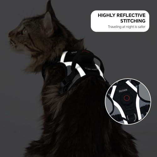 Cat Harness Leash Set with AirTag Holder, Upgraded Escape Proof Vest with Lead for Large Cat Small Dog Puppy Outdoor Walking, Soft Breathable Mesh Jacket with Reflective Strip (Black, L) - Image 8