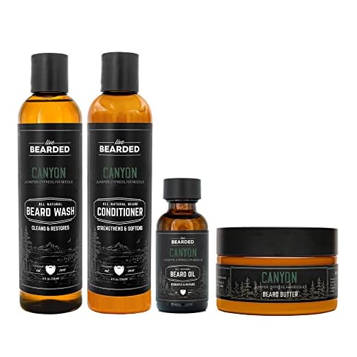 Live Bearded Complete Beard Grooming Kit - Canyon - Beard Conditioner, Beard Wash, Beard Oil and Beard Butter - All-Natural Beard Growth Support with Shea Butter, Jojoba Oil and More - Made in USA