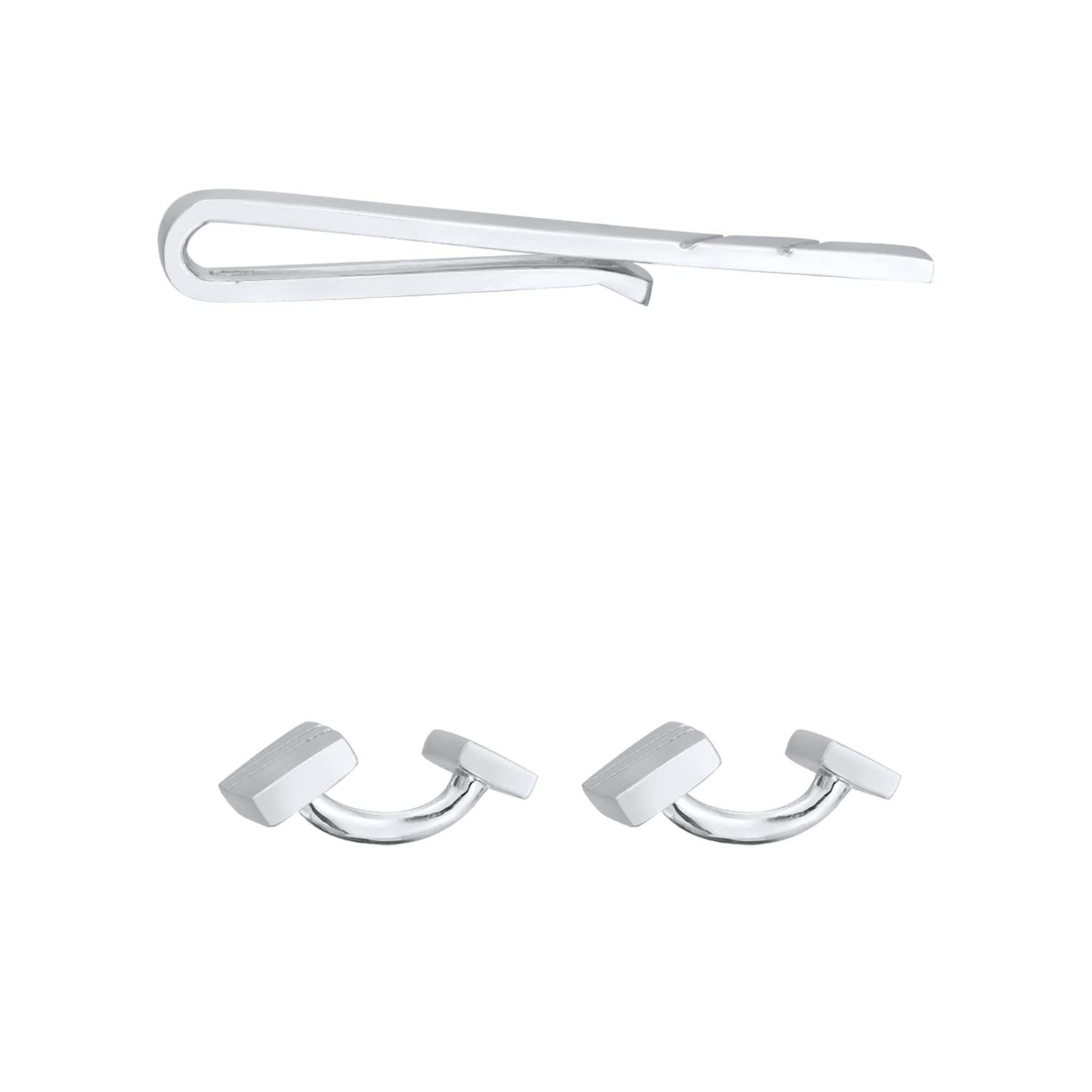 Kuzzoi Manschettenknöpfe & Krawattennadel für Herren im klassischen Design, Herren Accessoire Set aus 925 Sterling Silber mit modischen Details, Männer Geschenk für Hochzeit und Geburtstag