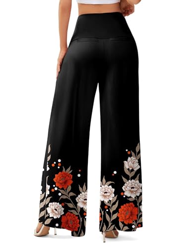 JZC Women's Palazzo Lounge Pants Stretchy Wide Leg Casual Pants Comfy High Waist Flowy Pants S-3XL