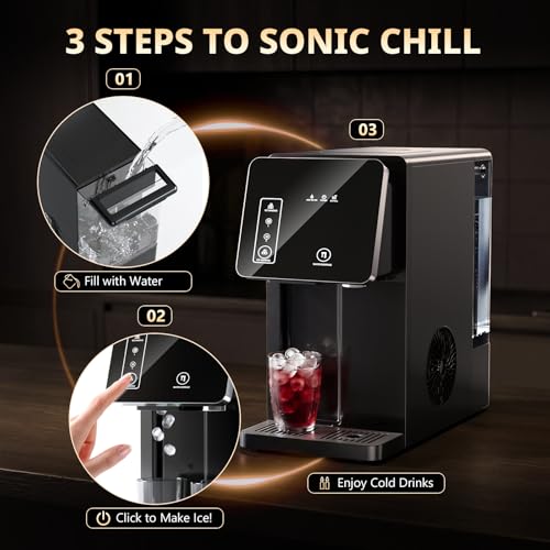 Image of Cowsar 2-in-1 Countertop Ice Maker Machine with Water Dispenser, Black